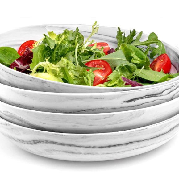 Divitis Home Other - 7.75"  PORCELAIN PASTA - SALAD BOWLS - 30 oz - SET OF 4  (Black/White)